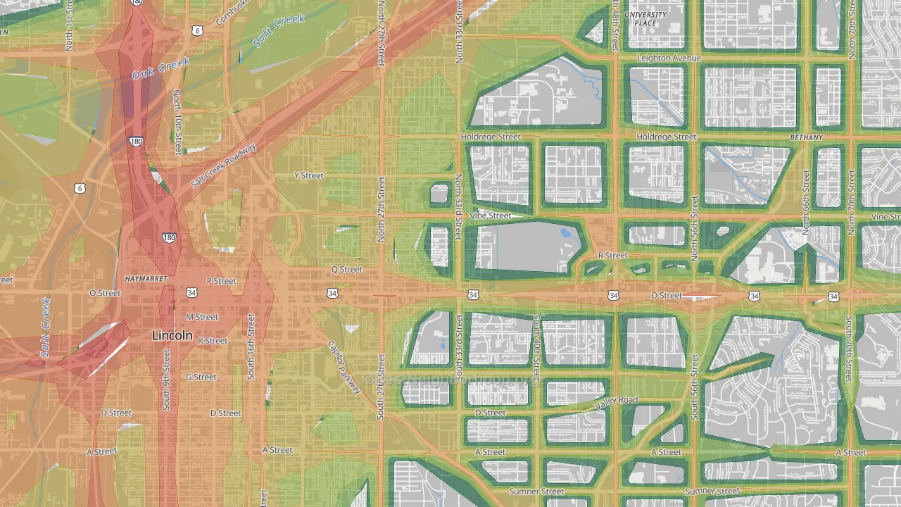 Hartley, Lincoln, NE Map of Noise Levels in Hartley