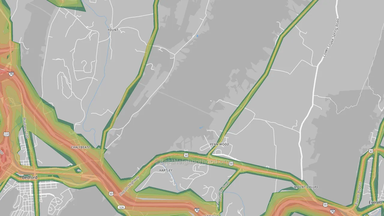 Hartley, PA Map of Noise Levels in Hartley
