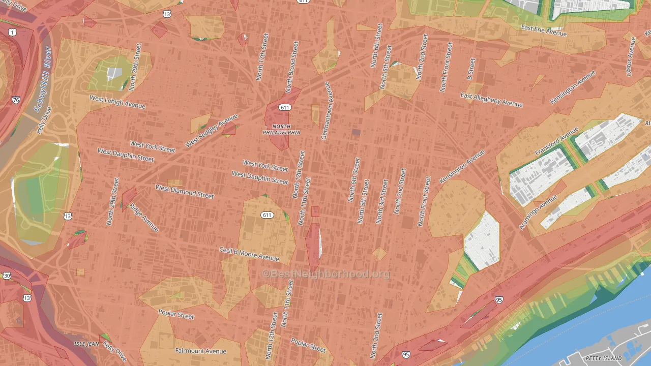 Hartranft, Philadelphia, PA Map of Noise Levels in Hartranft