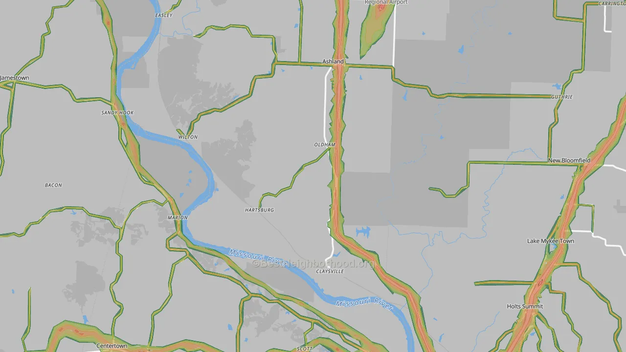 Hartsburg, MO Map of Noise Levels in Hartsburg