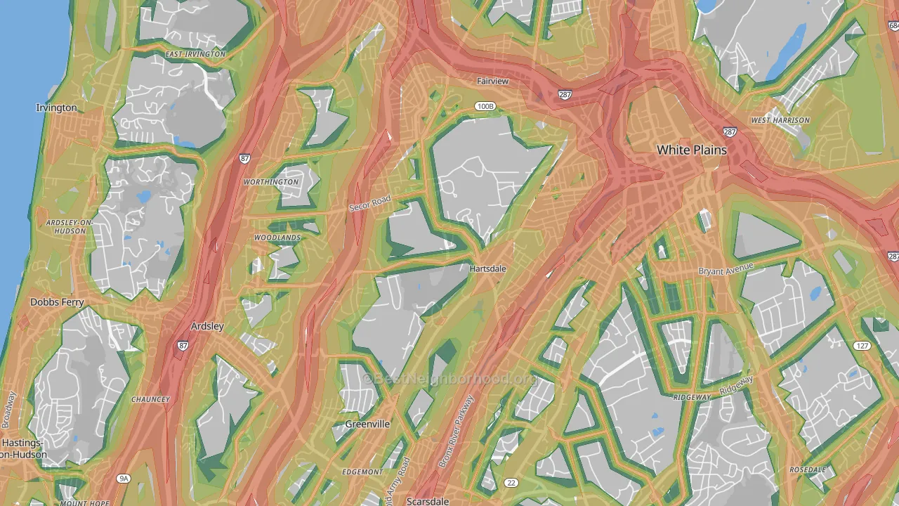 Hartsdale, NY Map of Noise Levels in Hartsdale