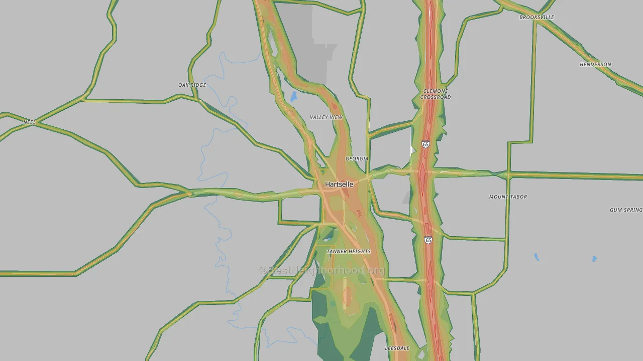 Hartselle, AL Map of Noise Levels in Hartselle