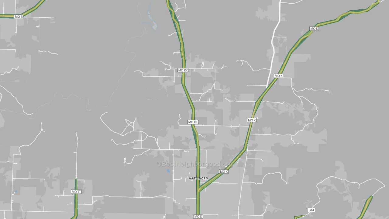 Hartshorn, MO Map of Noise Levels in Hartshorn