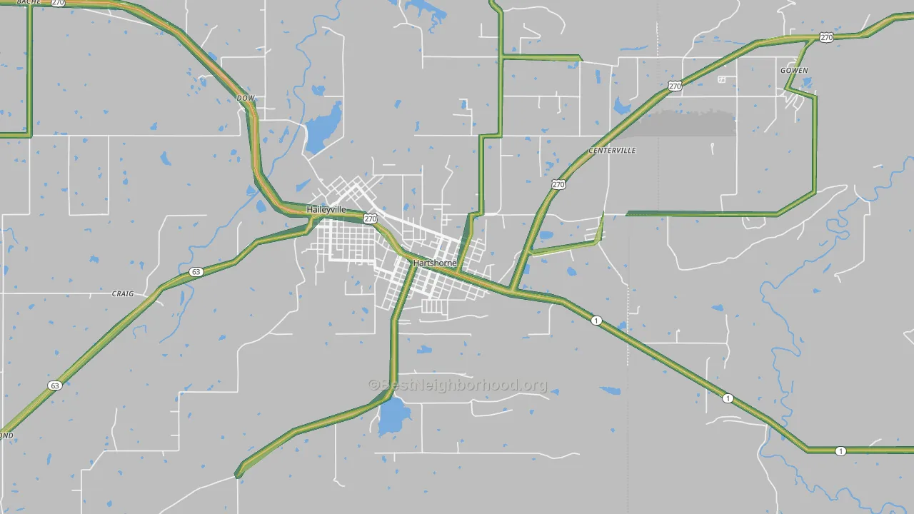 Hartshorne, OK Map of Noise Levels in Hartshorne
