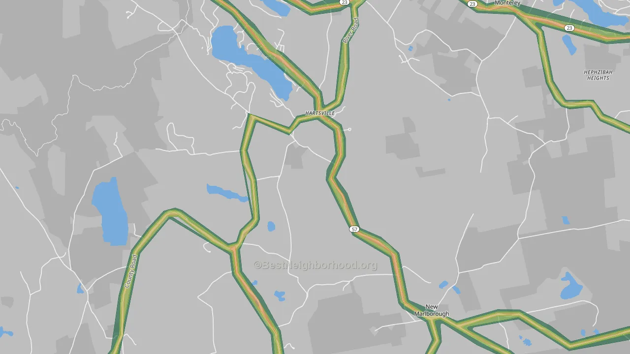 Hartsville, MA Map of Noise Levels in Hartsville