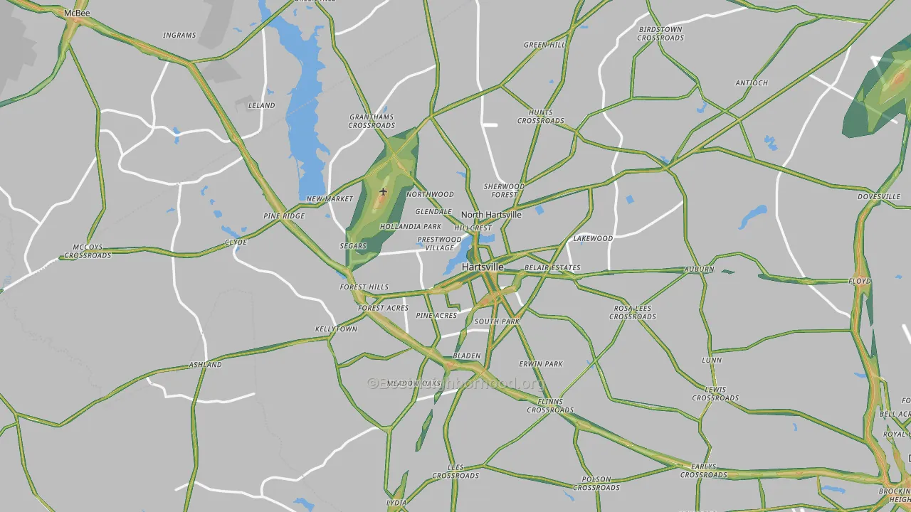 Hartsville, SC Map of Noise Levels in Hartsville