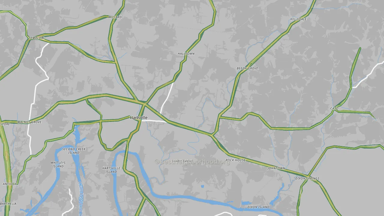Hartsville, TN Map of Noise Levels in Hartsville
