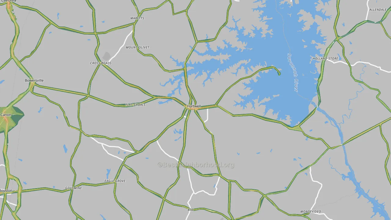 Hartwell, GA Map of Noise Levels in Hartwell