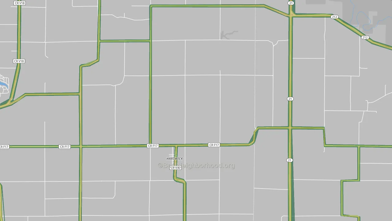 Hartwick, IA Map of Noise Levels in Hartwick