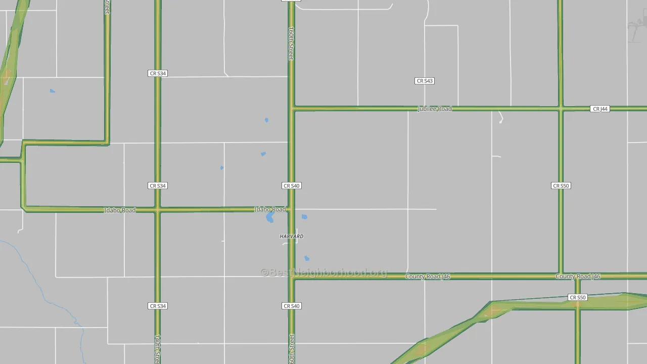 Harvard, IA Map of Noise Levels in Harvard