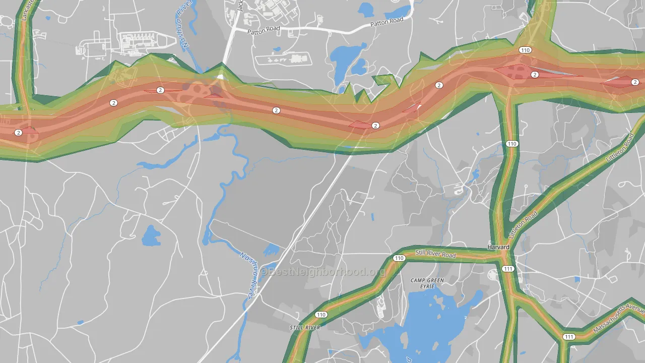 Harvard Station, MA Map of Noise Levels in Harvard Station