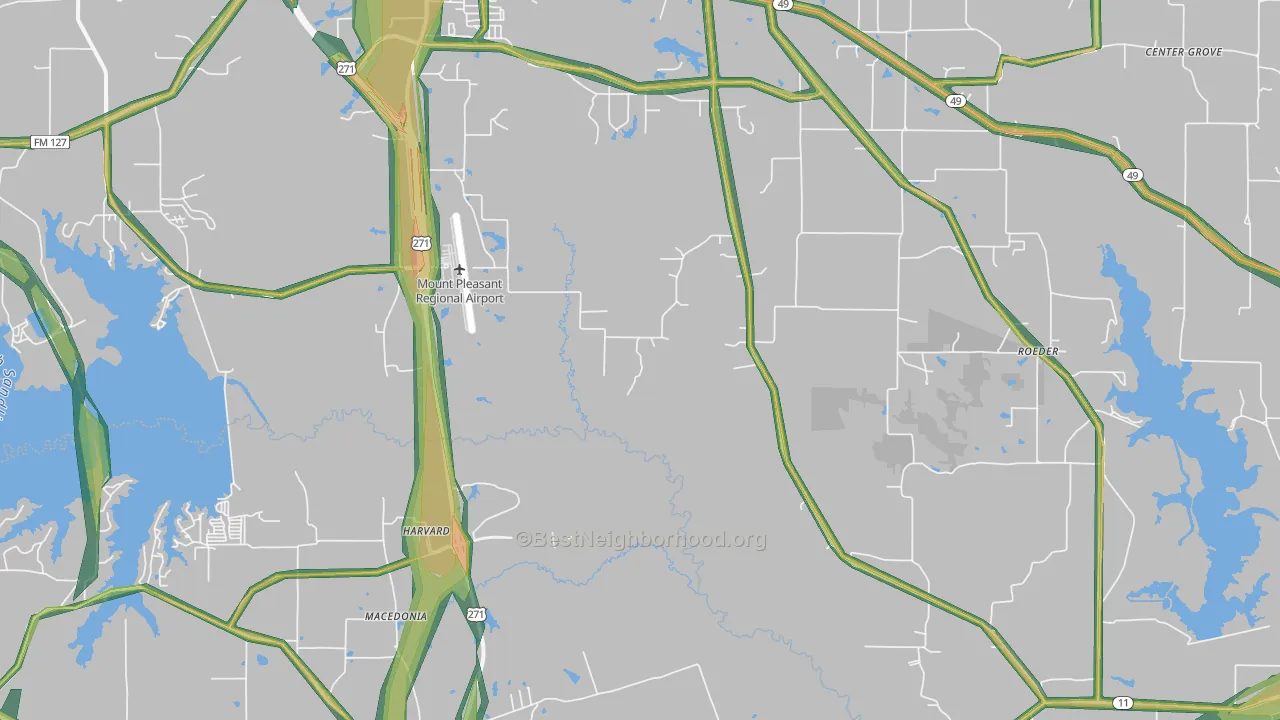 Harvard, TX Map of Noise Levels in Harvard