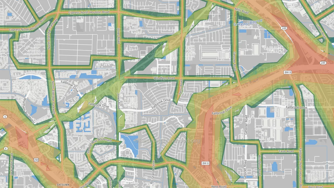Harvest Bend, Houston, TX Map of Noise Levels in Harvest Bend