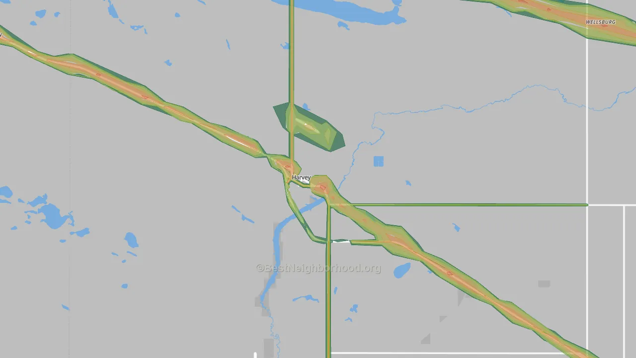 Harvey, ND Map of Noise Levels in Harvey