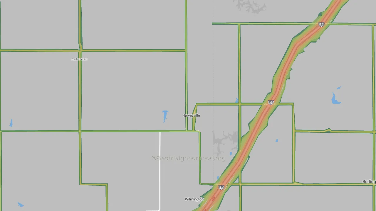 Harveyville, KS Map of Noise Levels in Harveyville
