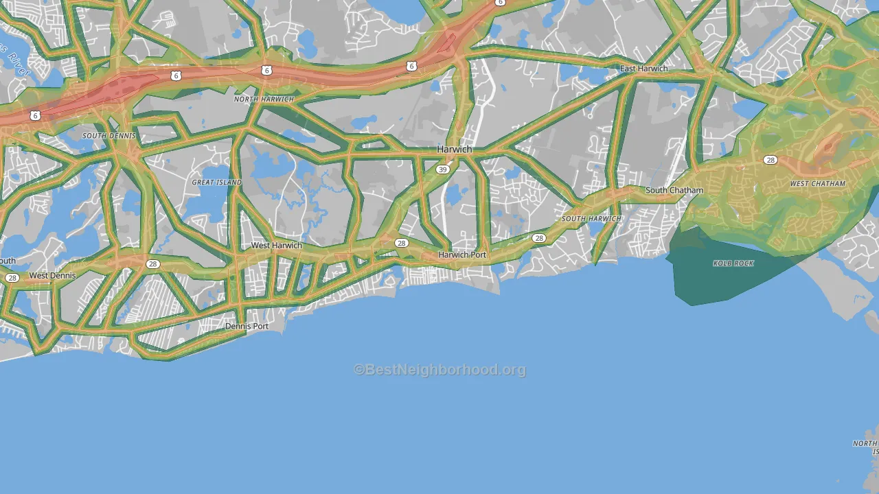 Harwich Port, MA Map of Noise Levels in Harwich Port