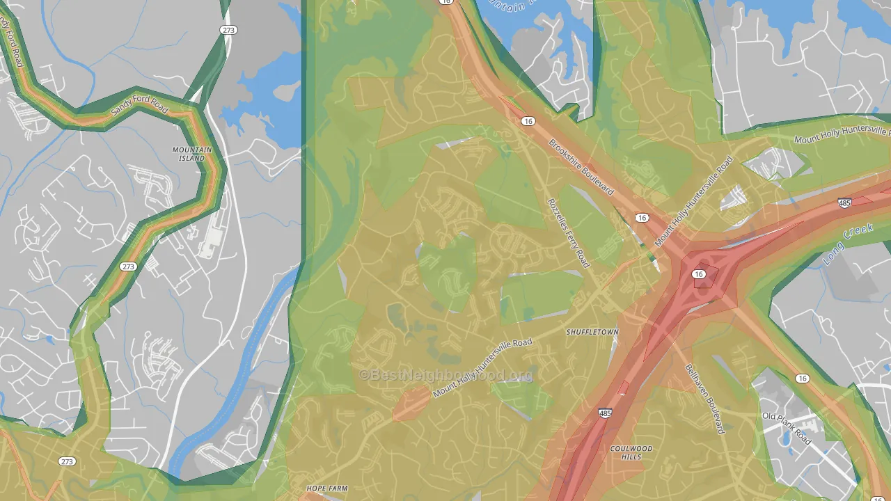 Harwood Lane, Charlotte, NC Map of Noise Levels in Harwood Lane