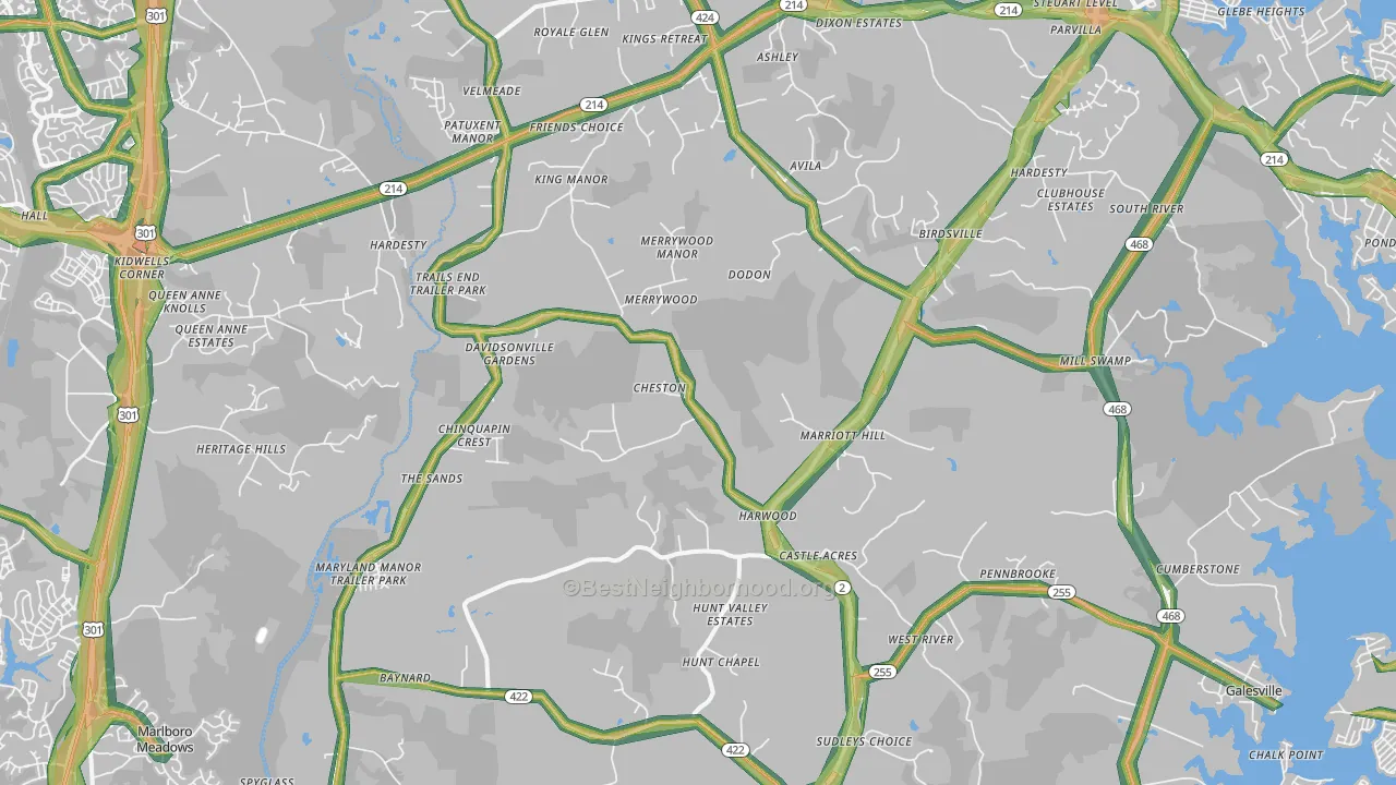 Harwood, MD Map of Noise Levels in Harwood