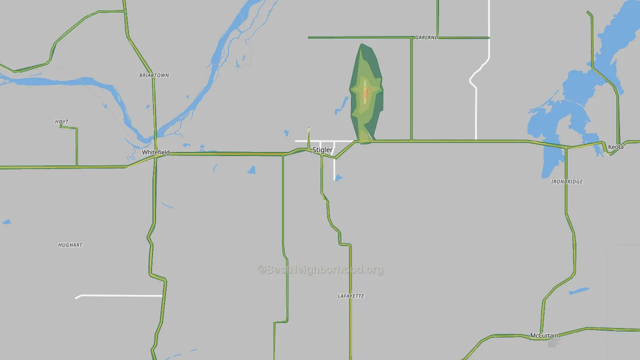 Haskell County, OK Map of Noise Levels in Haskell County
