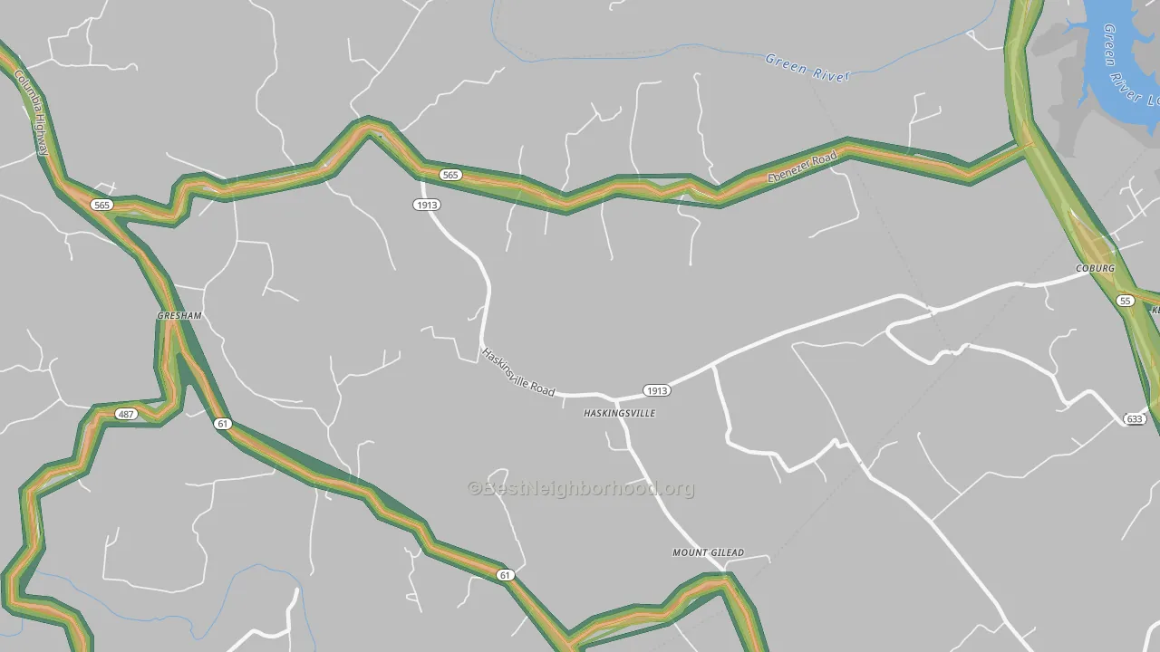 Haskingsville, KY Map of Noise Levels in Haskingsville