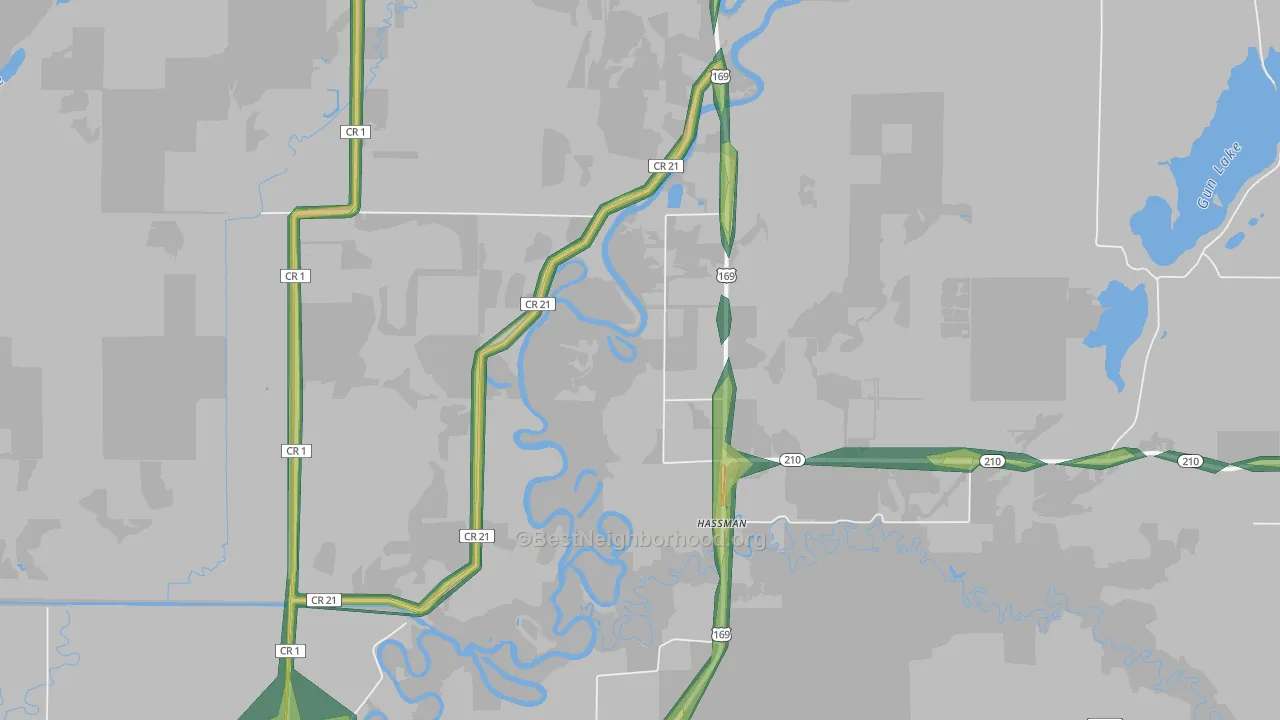 Hassman, MN Map of Noise Levels in Hassman