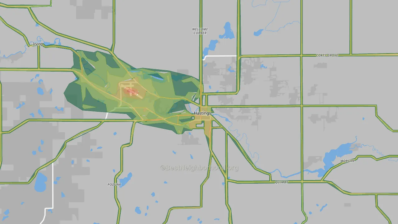 Hastings, MI Map of Noise Levels in Hastings