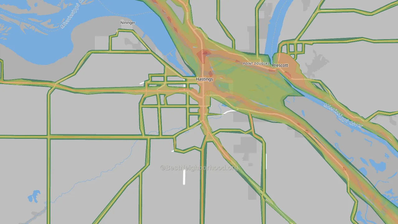 Hastings, MN Map of Noise Levels in Hastings