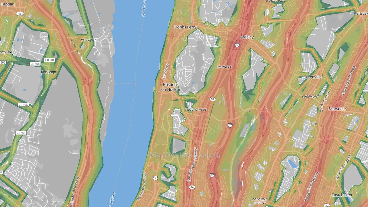 Hastings-on-Hudson, NY Map of Noise Levels in Hastings-on-Hudson