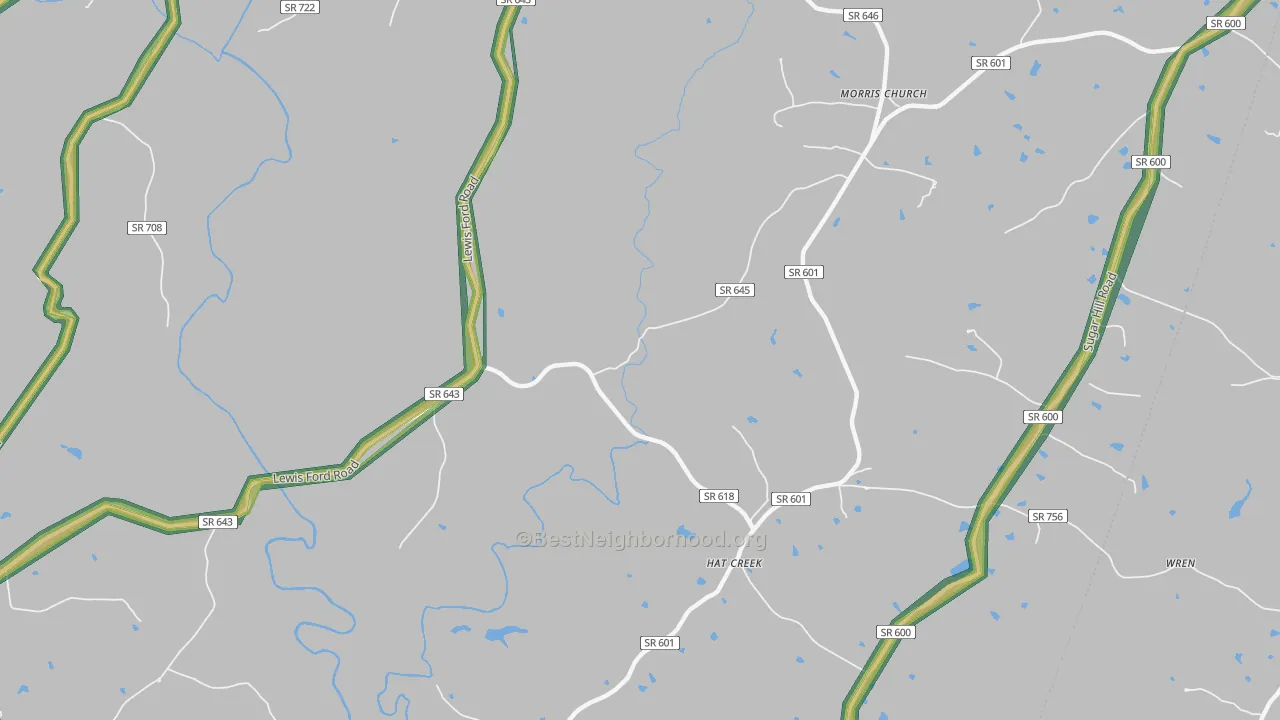 Hat Creek, VA Map of Noise Levels in Hat Creek