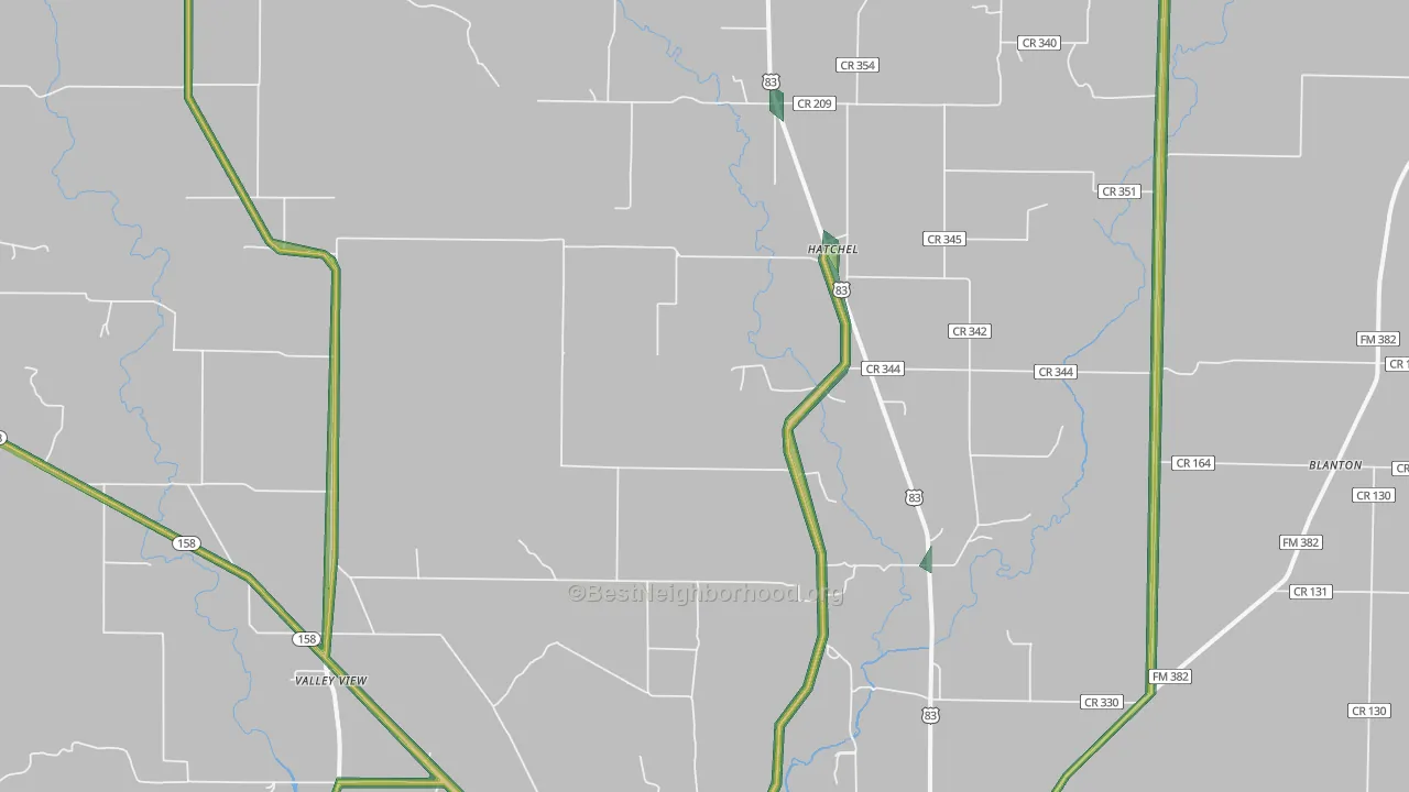 Hatchel, TX Map of Noise Levels in Hatchel