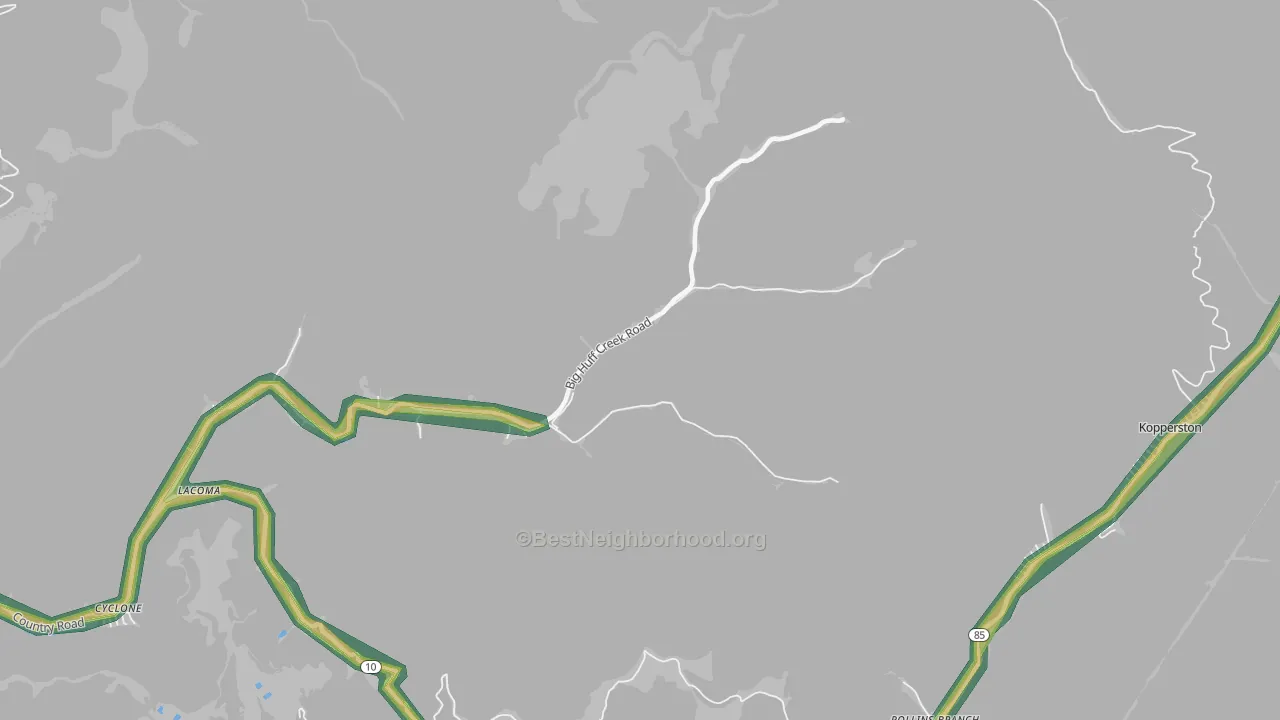 Hatcher, WV Map of Noise Levels in Hatcher