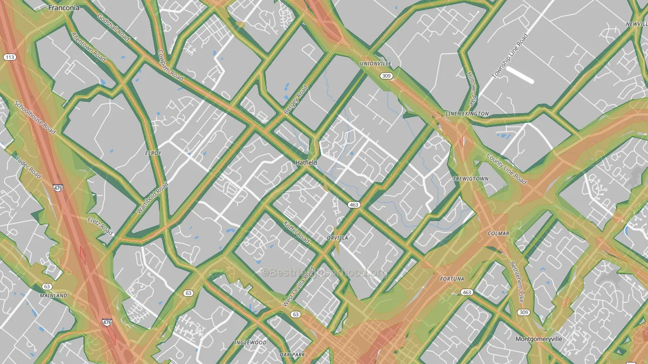 Hatfield, PA Map of Noise Levels in Hatfield