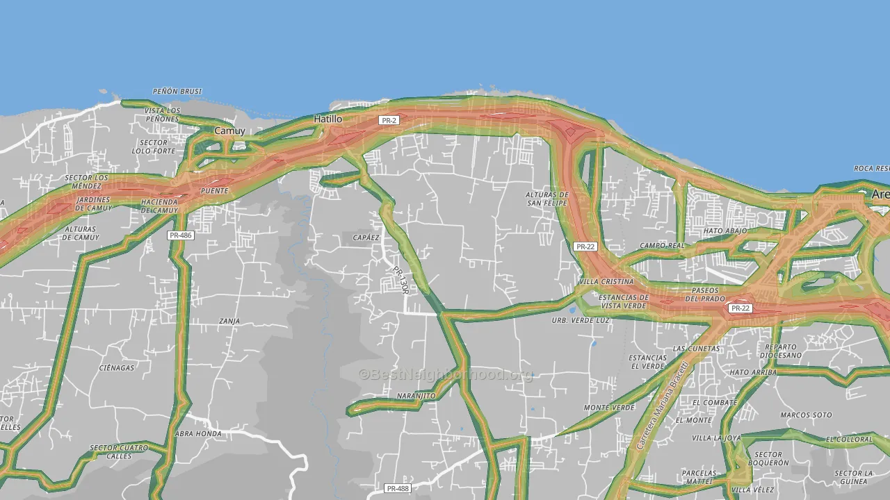 Hatillo, PR Map of Noise Levels in Hatillo