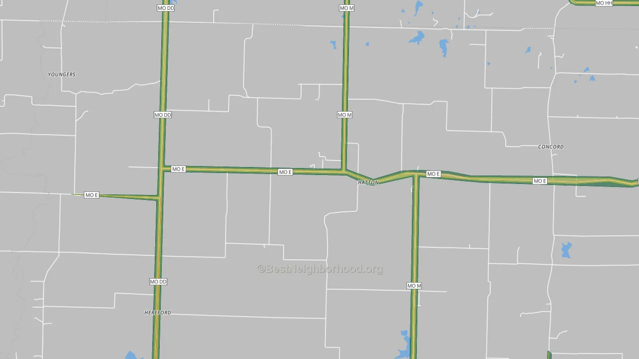 Hatton, MO Map of Noise Levels in Hatton