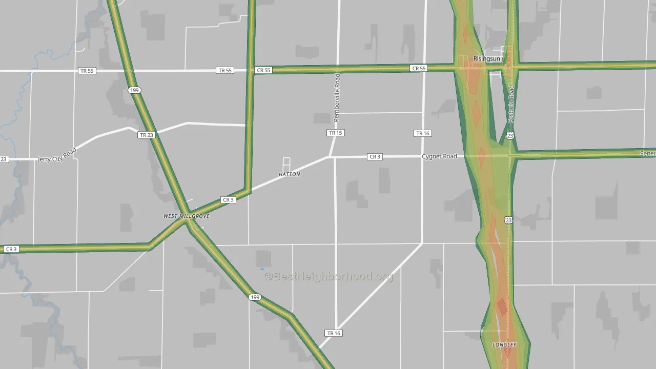 Hatton, OH Map of Noise Levels in Hatton