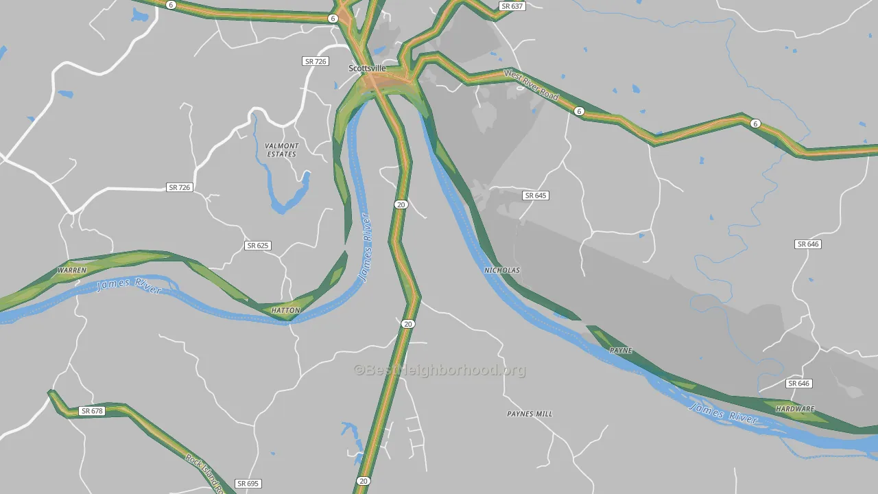 Hatton, VA Map of Noise Levels in Hatton