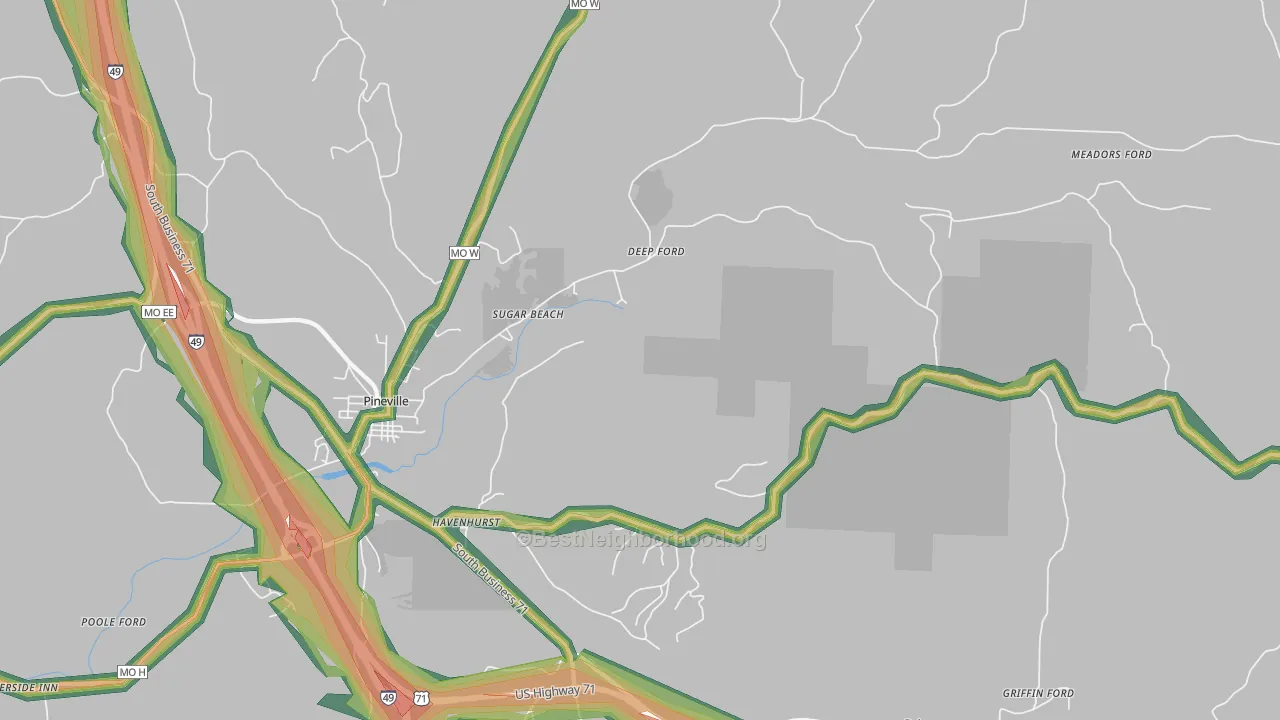 Havenhurst, MO Map of Noise Levels in Havenhurst