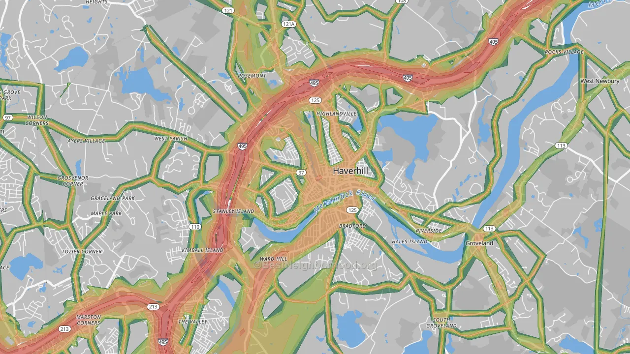Haverhill, MA Map of Noise Levels in Haverhill