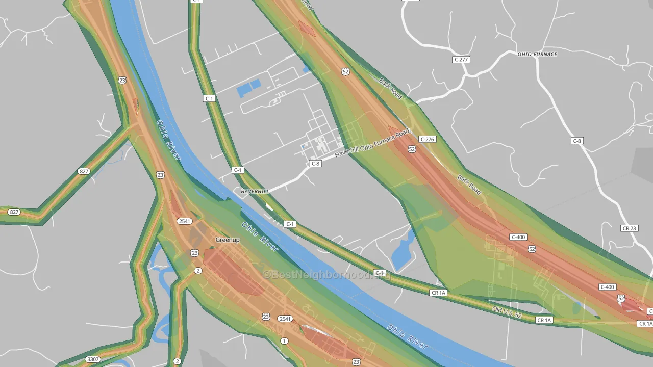 Haverhill, OH Map of Noise Levels in Haverhill