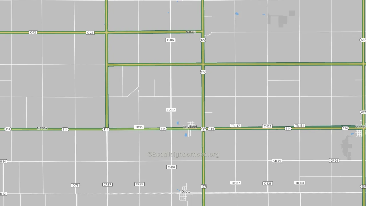 Haviland, OH Map of Noise Levels in Haviland