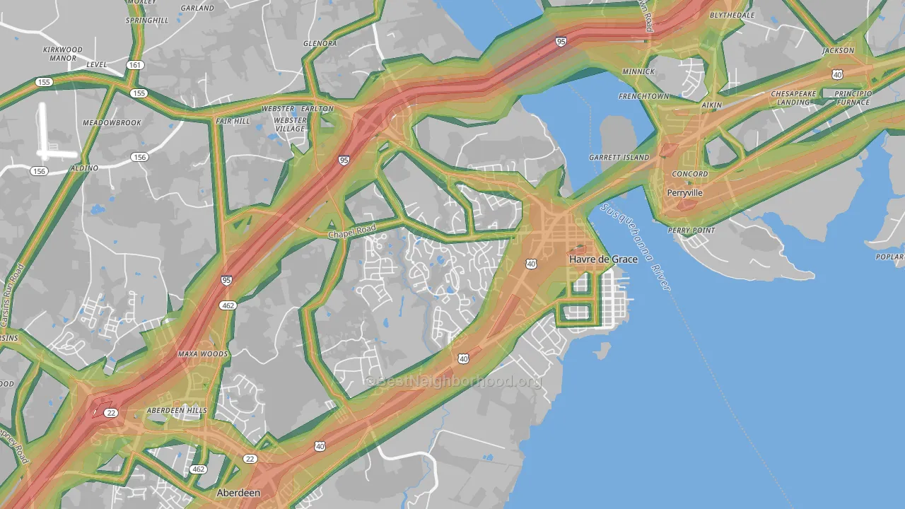 Havre de Grace, MD Map of Noise Levels in Havre de Grace
