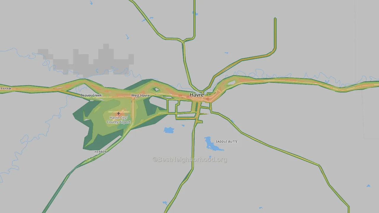 Havre, MT Map of Noise Levels in Havre
