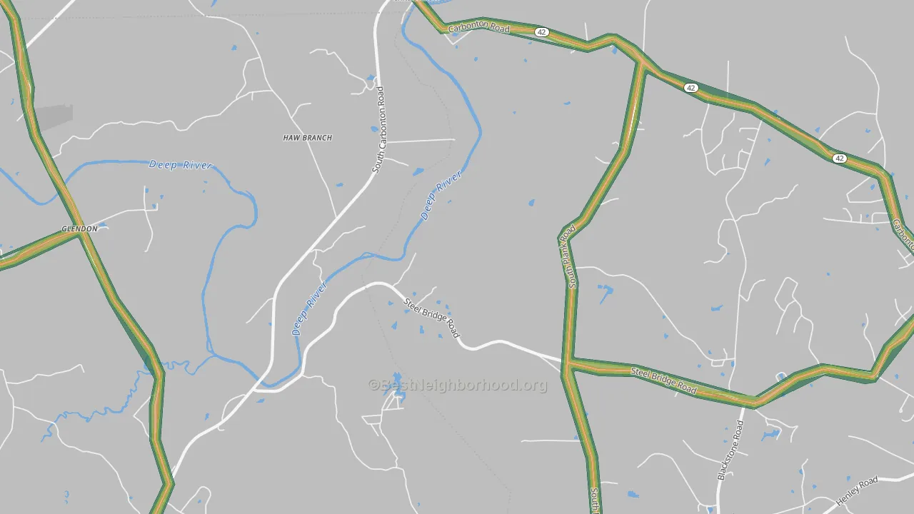 Haw Branch, NC Map of Noise Levels in Haw Branch