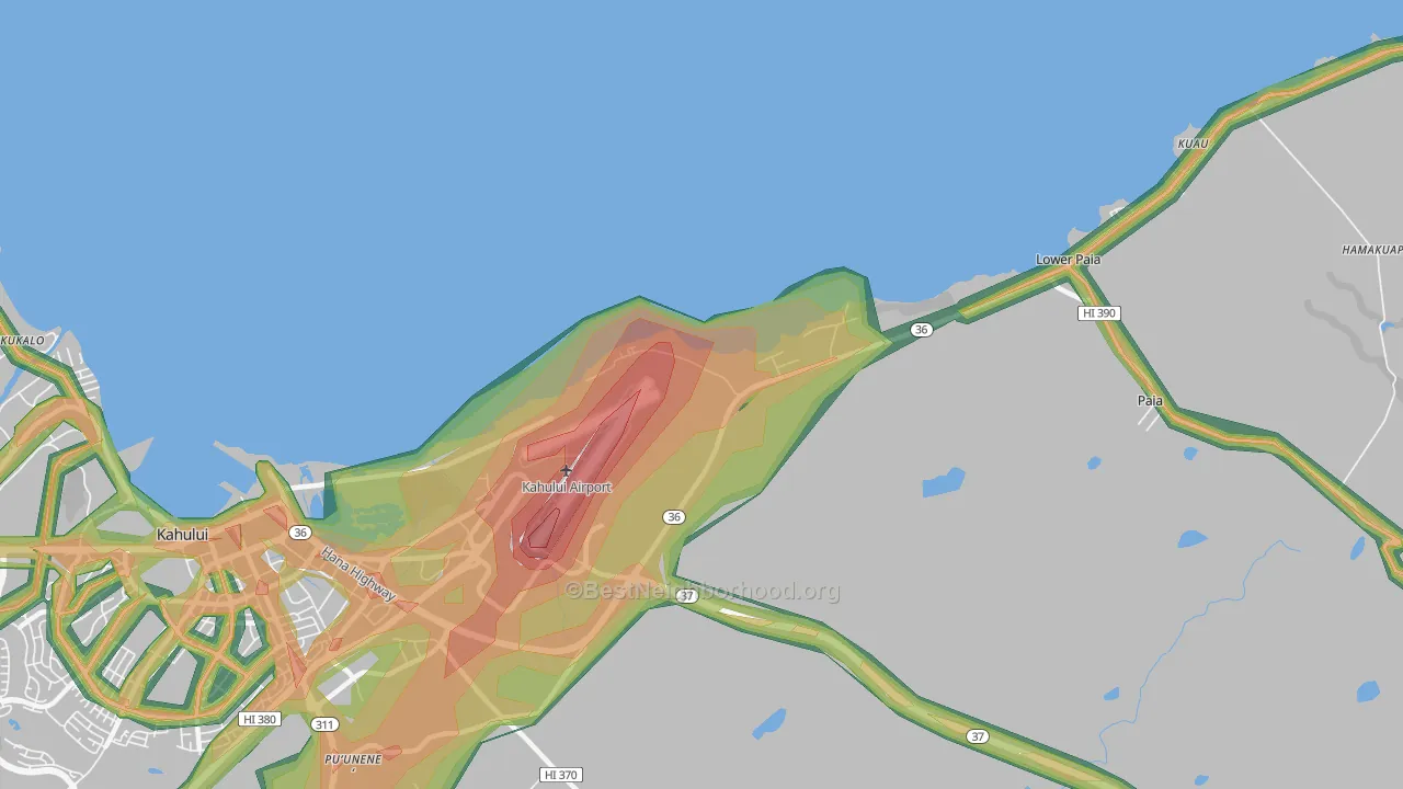 Hawaiian Village, HI Map of Noise Levels in Hawaiian Village