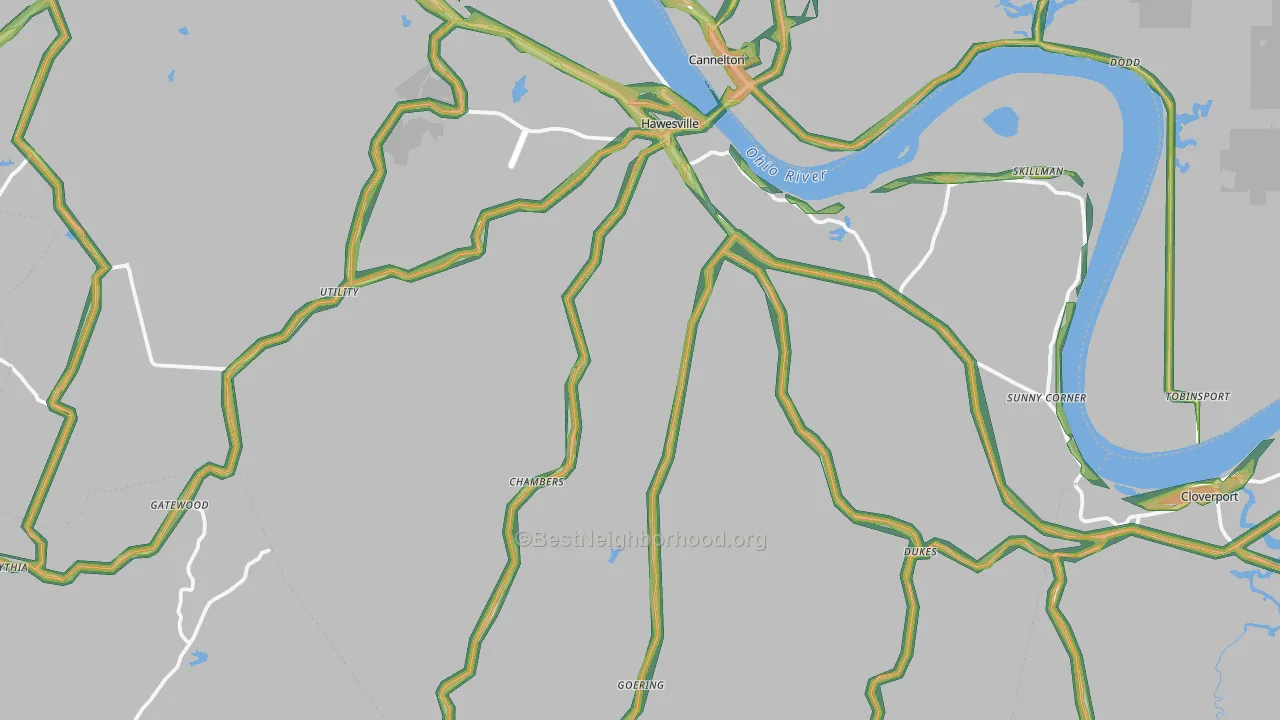 Hawesville, KY Map of Noise Levels in Hawesville