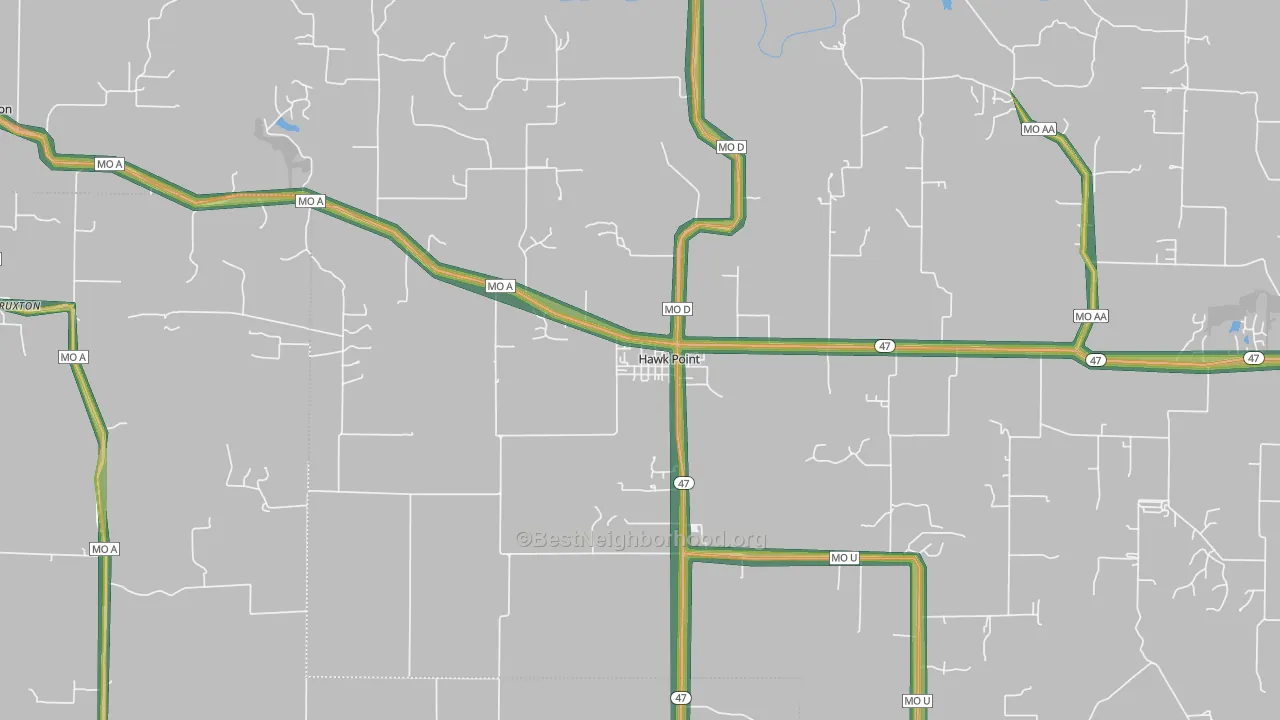 Hawk Point, MO Map of Noise Levels in Hawk Point