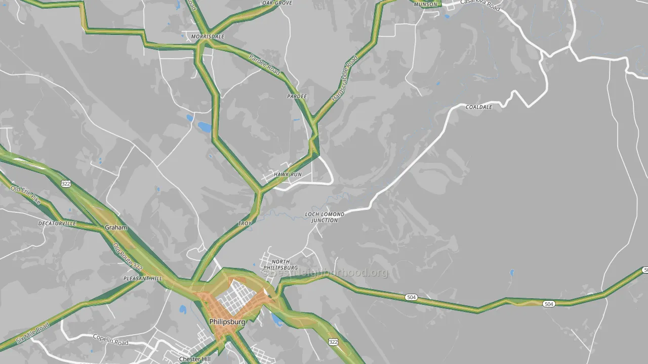 Hawk Run, PA Map of Noise Levels in Hawk Run