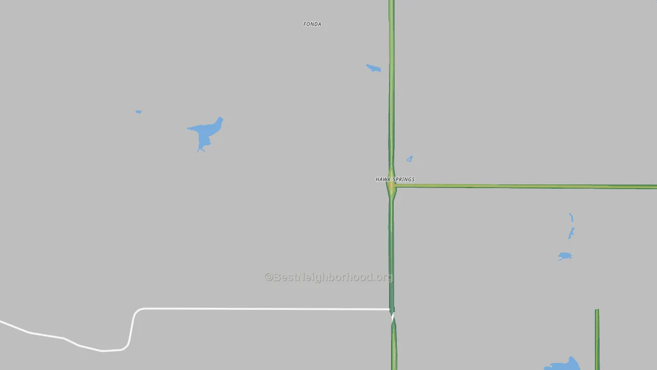 Hawk Springs, WY Map of Noise Levels in Hawk Springs
