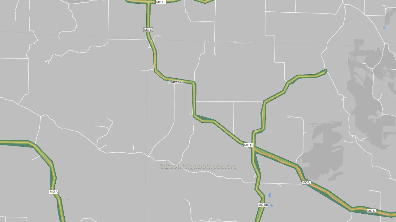 Hawkeye, MO Map of Noise Levels in Hawkeye