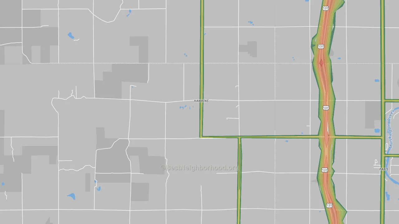 Hawkins, MI Map of Noise Levels in Hawkins